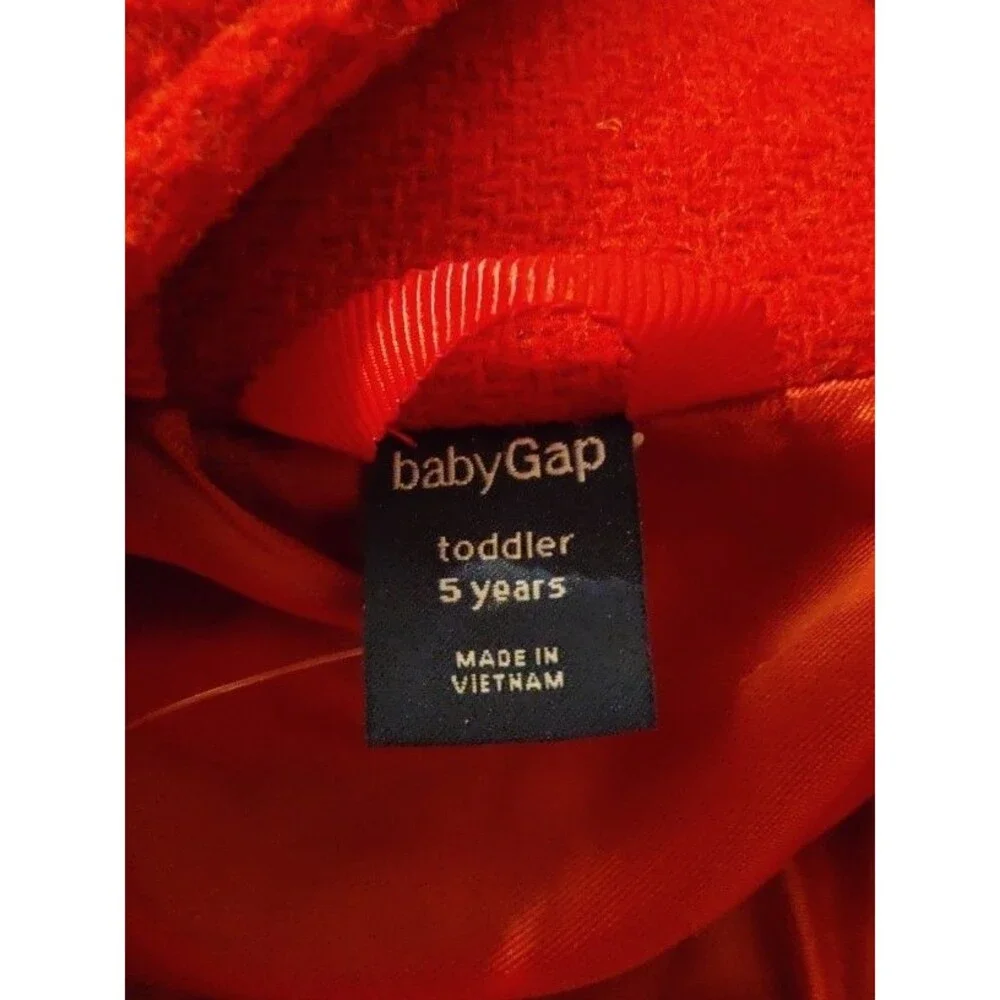 NWT Baby Gap Girls Red Wool Blend Hooded Coat Toggle Buttons Toddler Size 5T